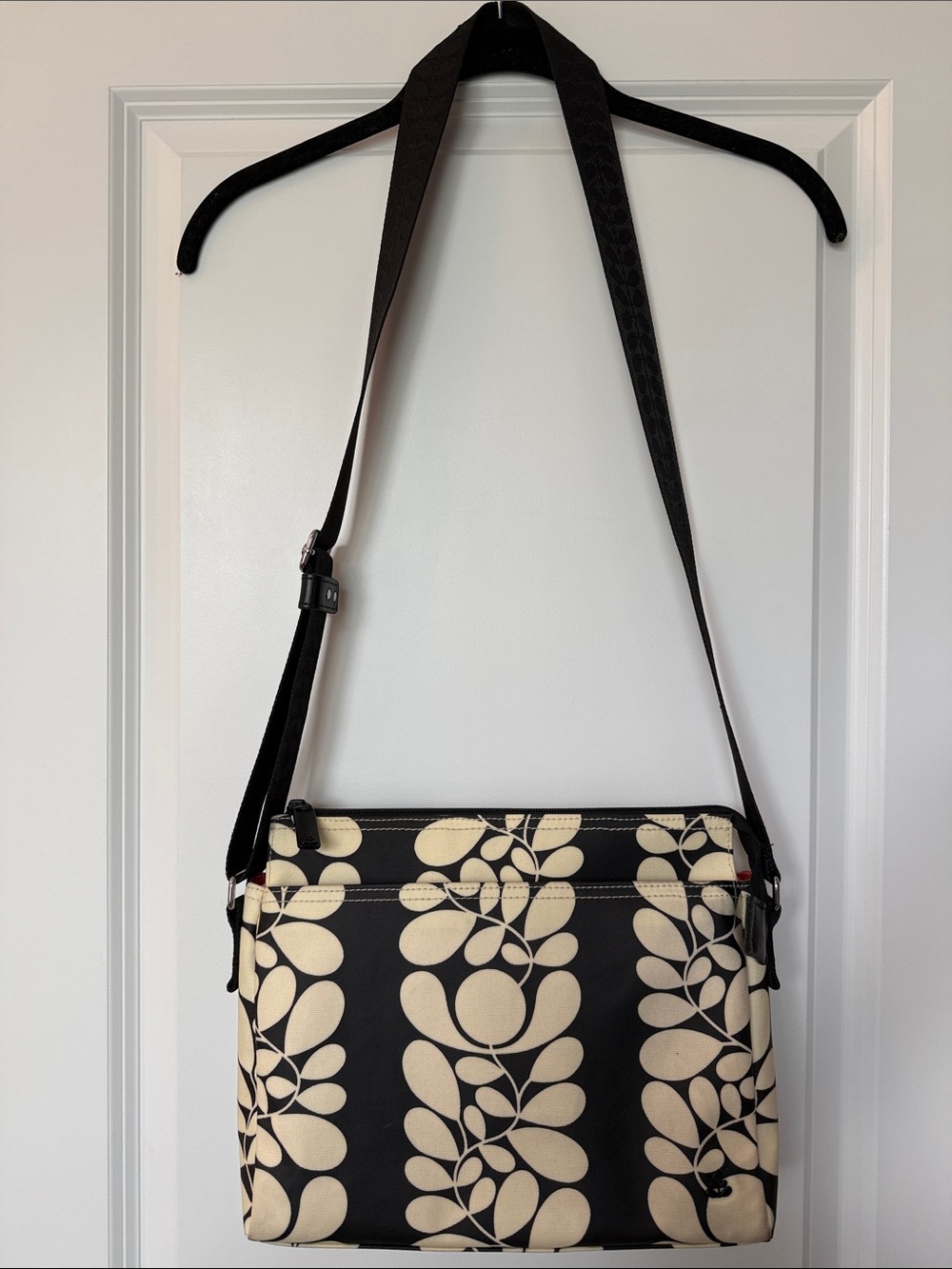 Orla Kiely Black and Cream Floral Crossbody Bag